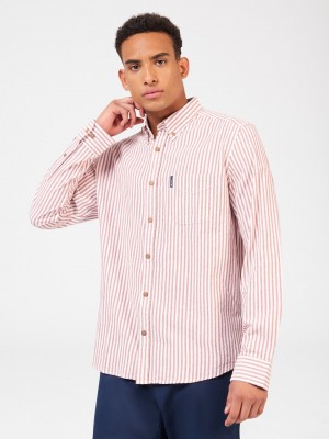 Kosele Ben Sherman Recycled Cotton Oxford Stripe Oranžové | UTIDS3015