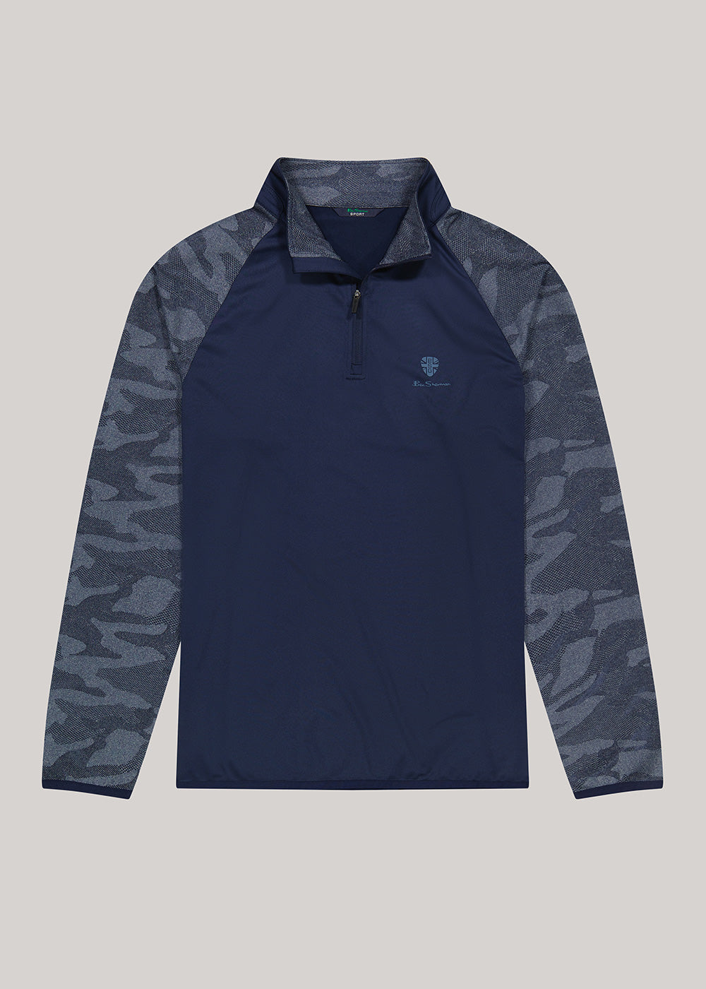 Bundy Ben Sherman Camo Jacq. Sleeve Quarter Zip Námornícka Modrá | NGHBD6150