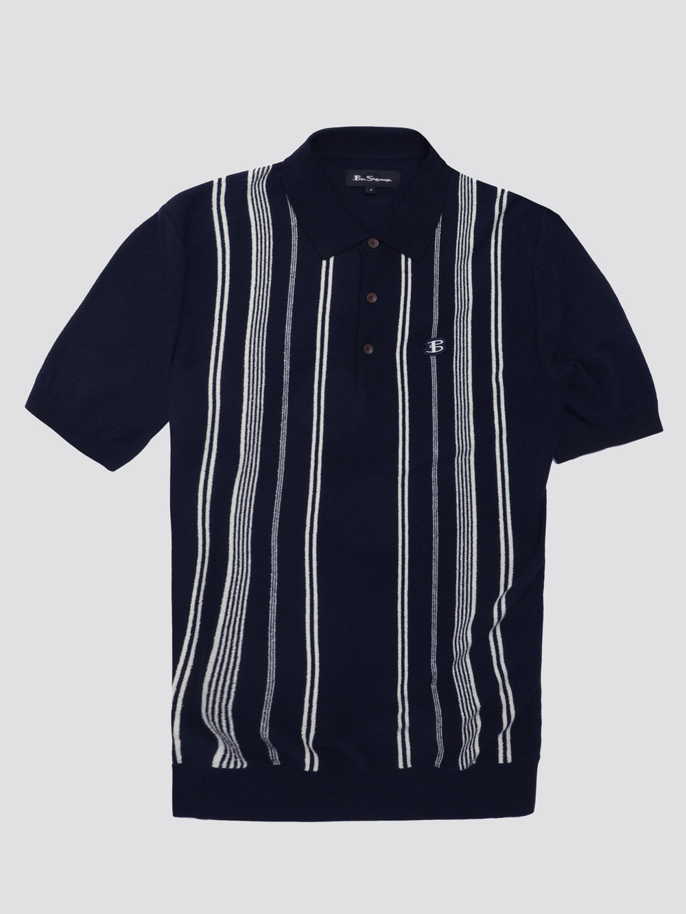 Pleteniny Ben Sherman B by Ben Sherman Crinkle Cotton Stripe Polo Námornícka Modrá | PLMYX7605