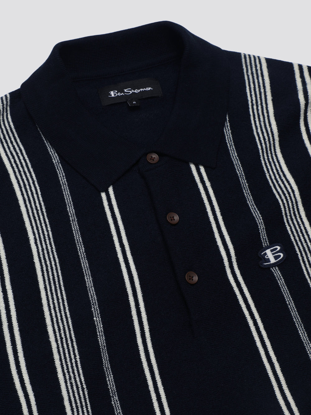 Pleteniny Ben Sherman B by Ben Sherman Crinkle Cotton Stripe Polo Námornícka Modrá | PLMYX7605