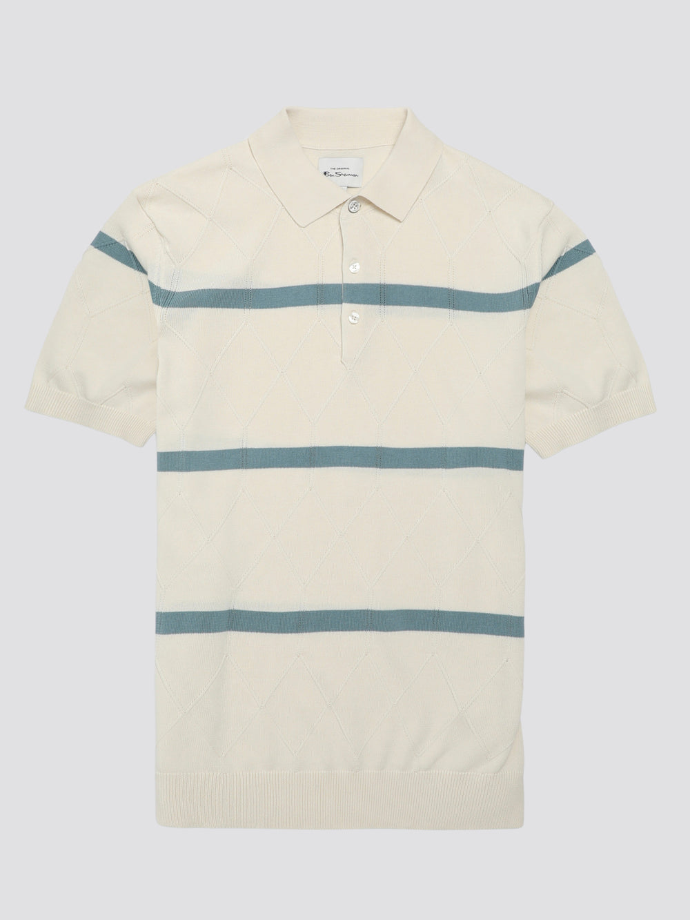 Pleteniny Ben Sherman Signature Argyle Stripe Polo Biele | EWPMI4612