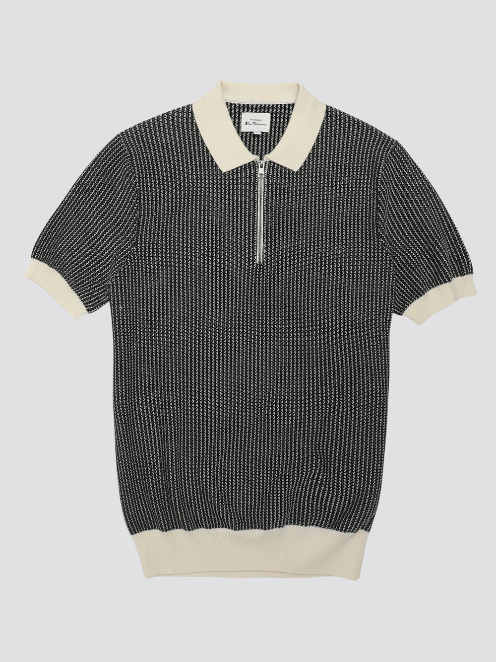 Pleteniny Ben Sherman Signature Bicolor Zip Neck Polo Biele | OSJLR6097