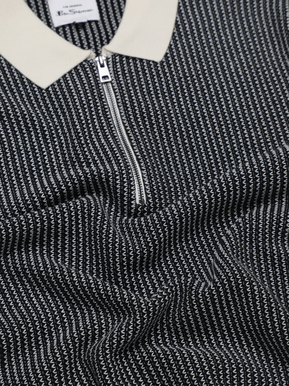 Pleteniny Ben Sherman Signature Bicolor Zip Neck Polo Biele | OSJLR6097